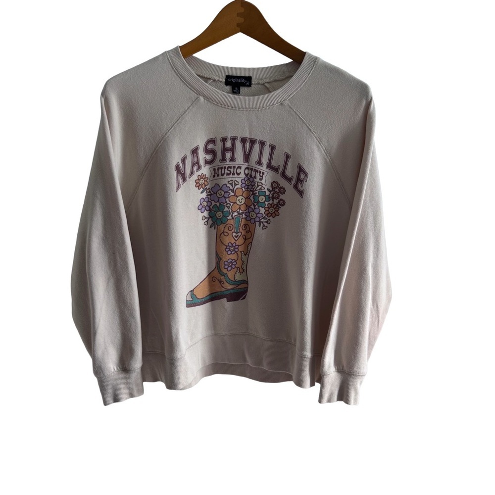 👢Originality | Nashville Floral WesternCowboy Boot Sweatshirt - Cream Small